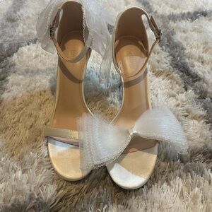 Elegant White Bow Heels